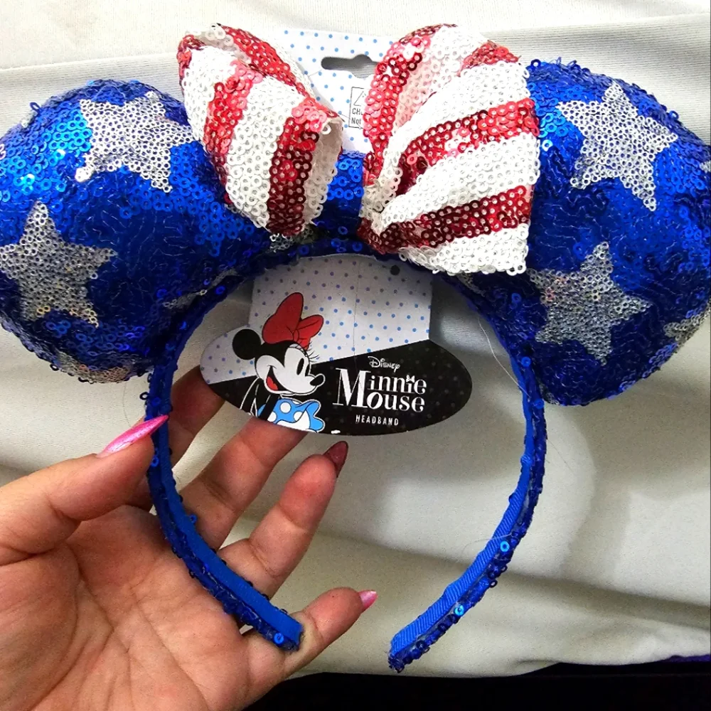 Red white and blue Minnie head band